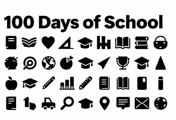 100 Days of School Icons: Crafts & Graphics