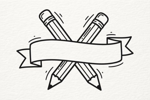 Crossed Pencil Ribbon SVG: Crafts & Graphics