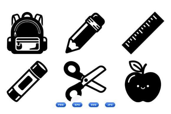 Cute School Icon Clipart Set: Graphics for Crafts