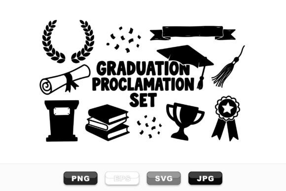 Graduation Celebration Icon Set: Graphics for Crafts