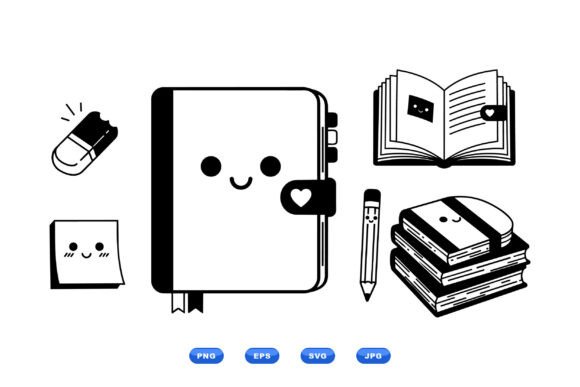 Kawaii School Stationery SVG Pack: Graphics for Crafts