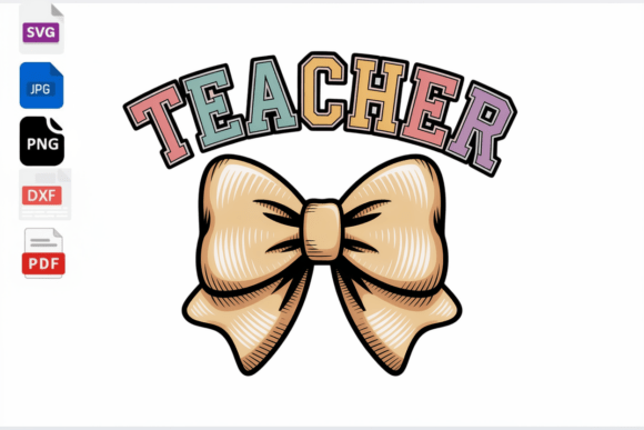 Retro Teacher Bow Graphics for Crafts