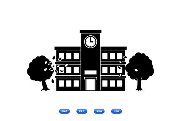 School Silhouette SVG for Crafts & Graphics