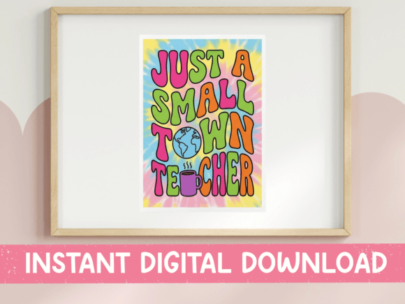 Small Town Teacher Groovy SVG for Crafts & Graphics