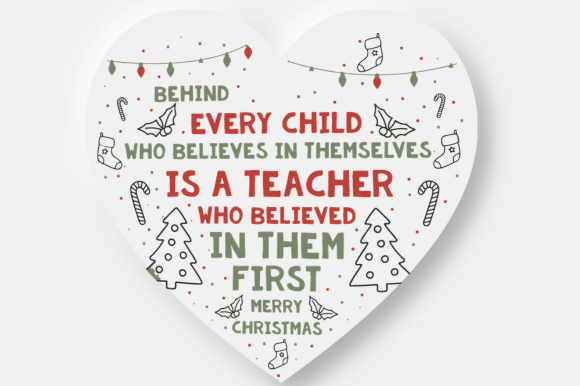 Teacher Heart Christmas SVG for Crafts & Graphics