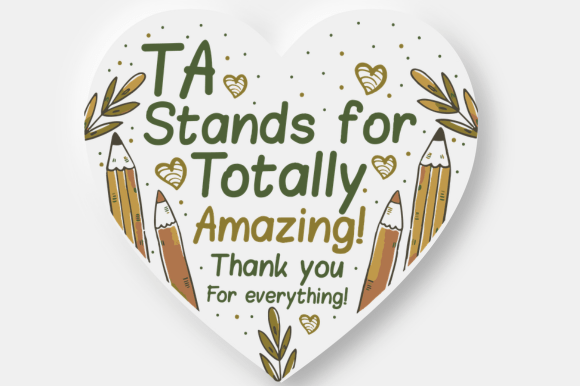 Teacher Teaching Assistant Heart SVG for Crafts & Graphics