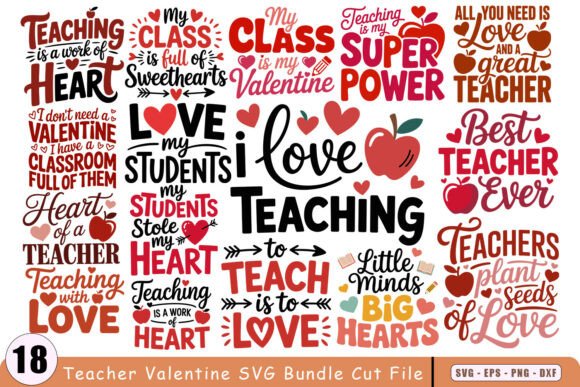 Teacher Valentine SVG Bundle: Crafts & Graphics